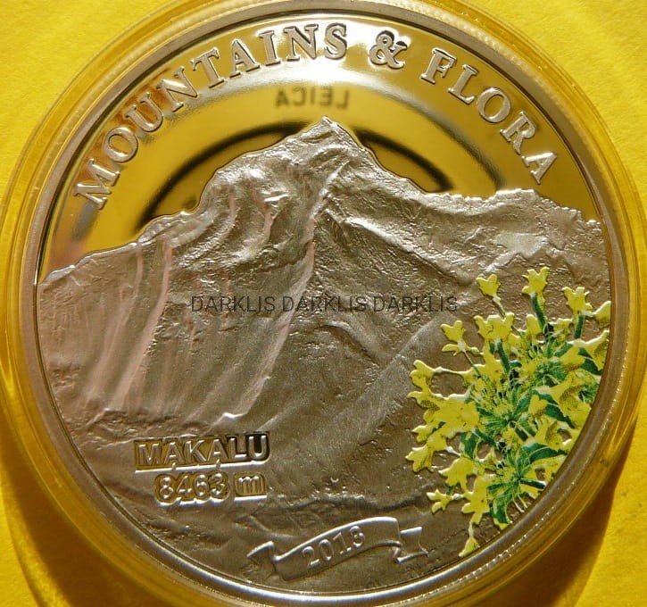 5$ PALAU 2013 SZCZYT MAKALU GÓRY KWIATY Ag +CER