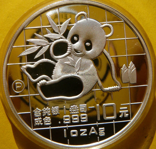 10 YUAN CHINY 1989 -P- PANDA WIELKA Ag 999 Oz PROOF