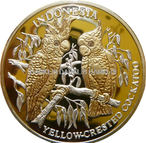 10$ LIBERIA 2005 KAKADU ŻÓŁTOLICA Ag 999 + BRYLANT