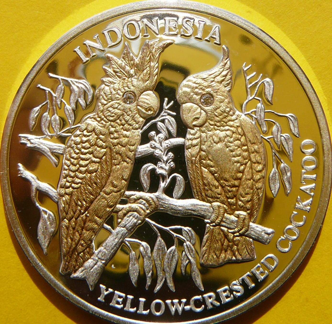 10$ LIBERIA 2005 KAKADU ŻÓŁTOLICA Ag 999 + BRYLANT