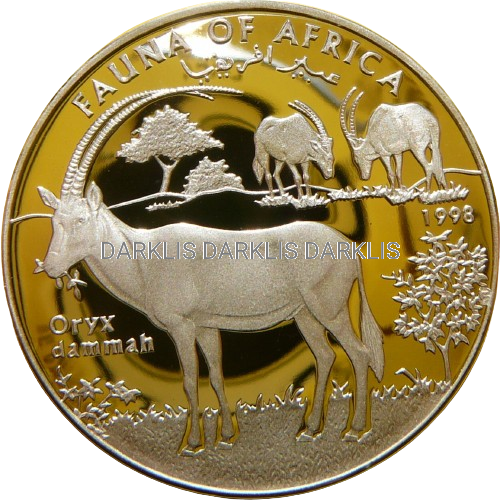 10000 SH SOMALIA 1998 ORYKS SZABLOROGI SREBRO 999