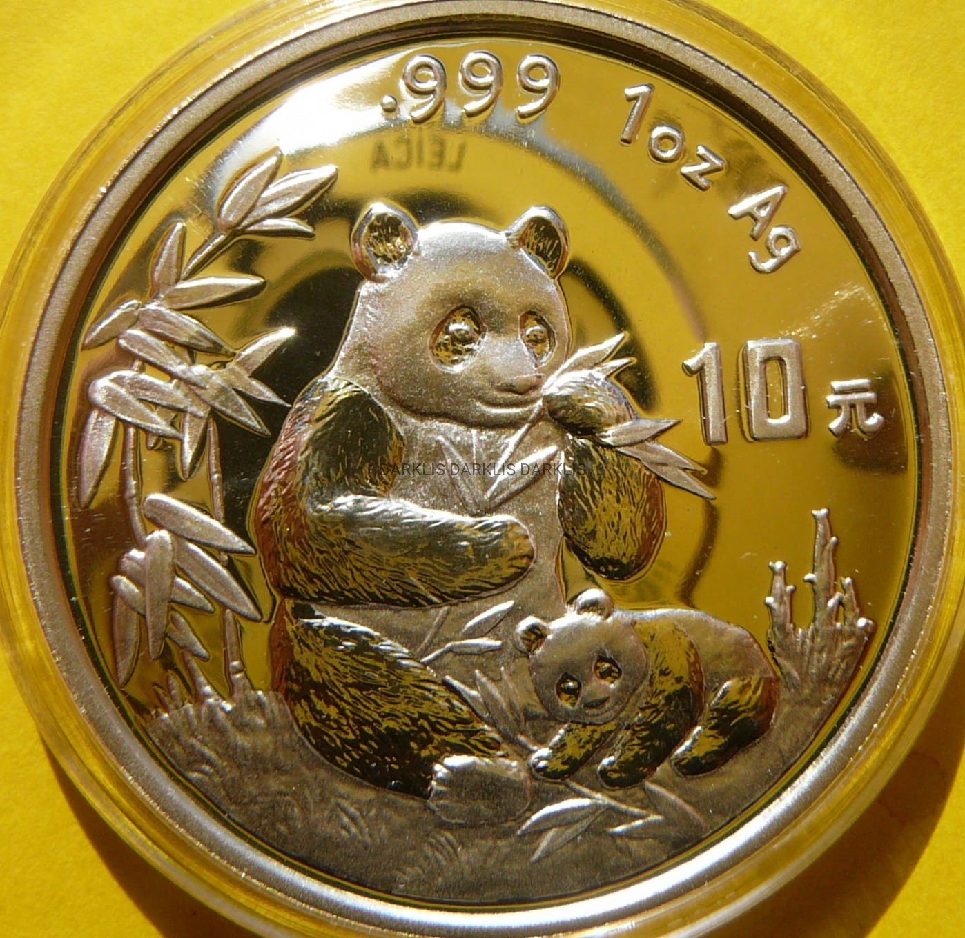 10 YUAN CHINY 1996 PANDA Ag 999 Oz MAŁA DATA PROOF