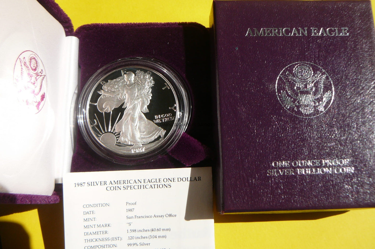 1$ USA 1987 S EAGLE BOGINI WOLNOŚCI LIBERTY Ag Oz PROOF