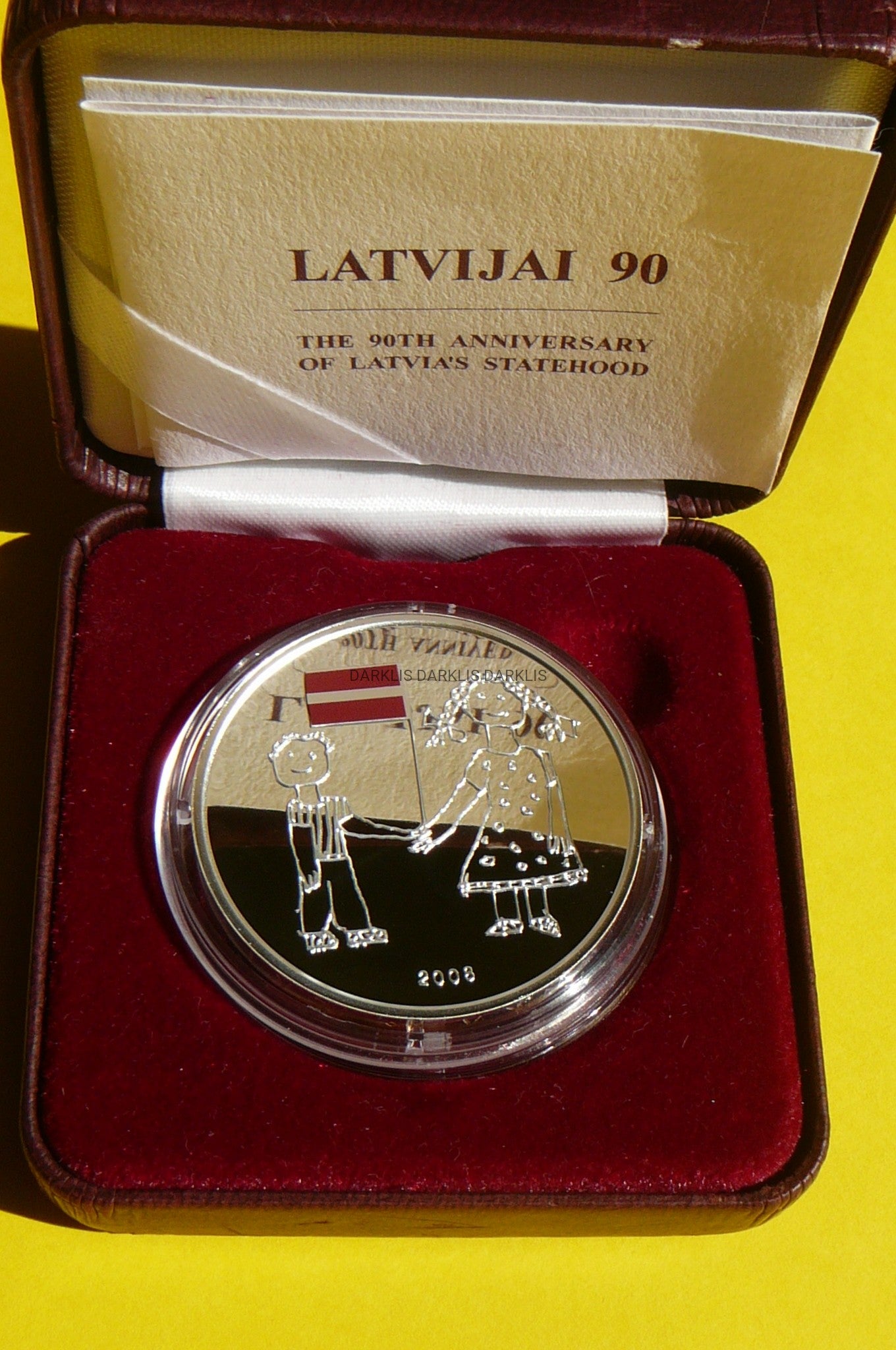 LATS ŁOTWA 2008 DZIECI 90 LAT ŁOTWY Ag 925 Oz PP