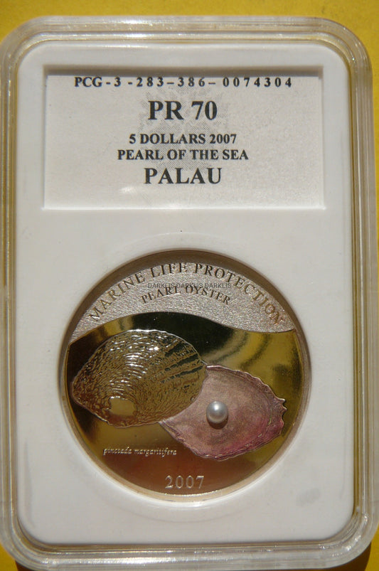 5$ PALAU 2007 PERŁA RÓŻOWA MASA PERŁOWA SREBRO 925