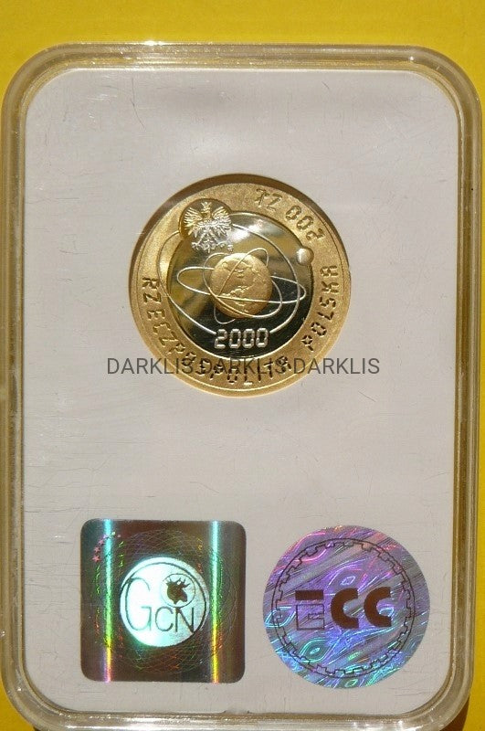 200 ZŁOTYCH POLSKA 200 MILENIUM ROK 2000 UNC PR70