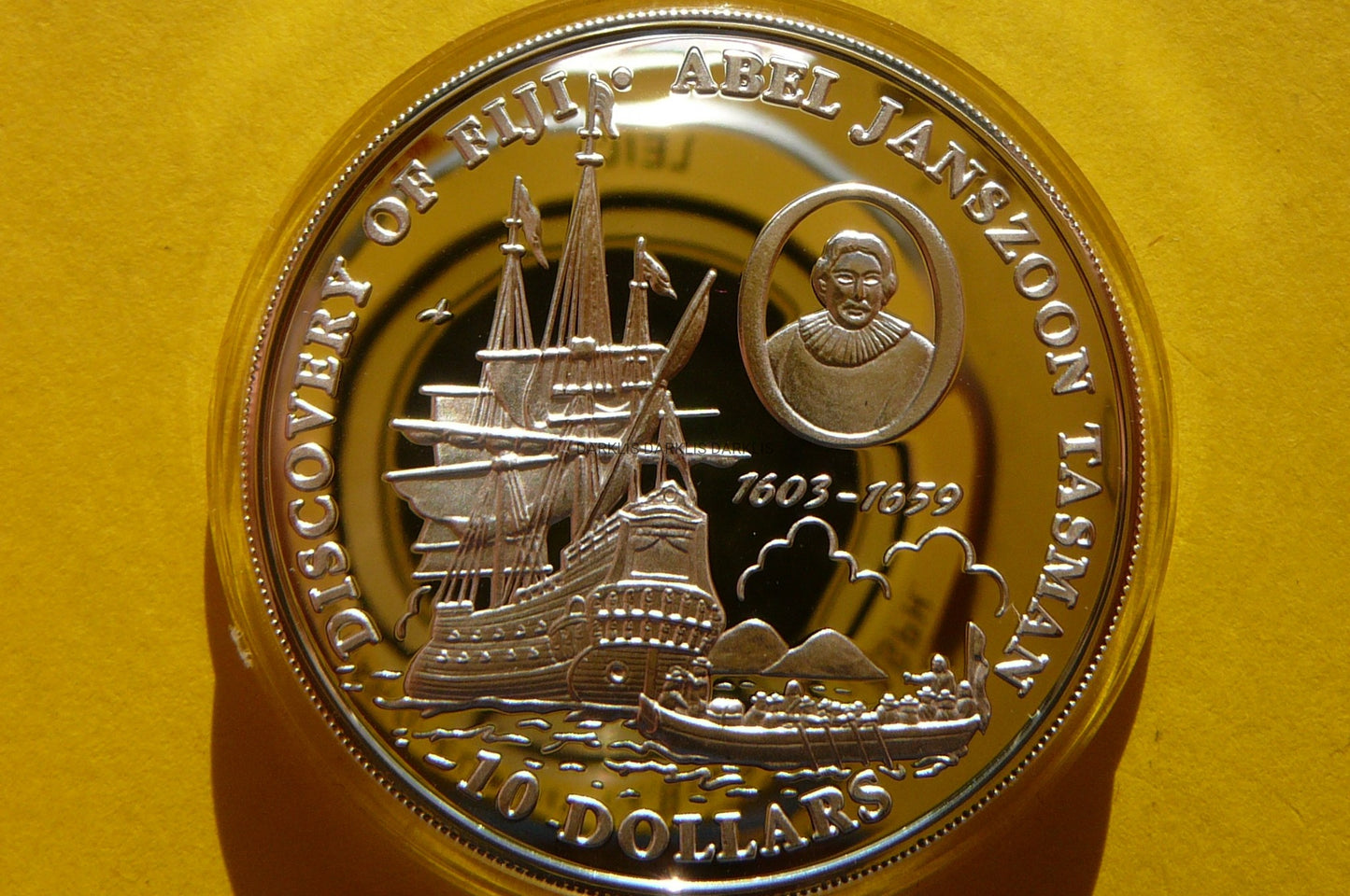 10$ FIJI 1993 ŻAGLOWIEC ABEL TASMAN SREBRO 925 Oz