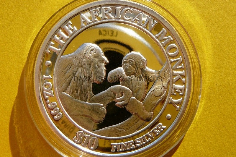 10$ SOMALIA 1999 MAŁPA GORYL Ag 999 UNCJA PP -101