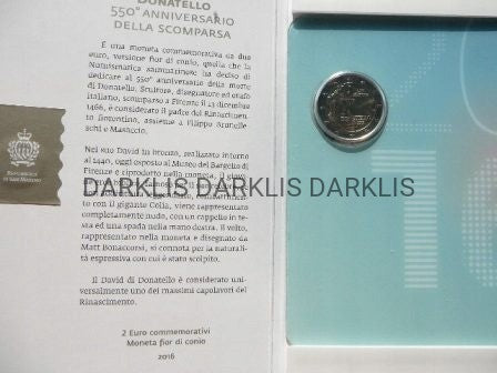 2 EURO SAN MARINO 2016 RZEŹBIARZ DONATELLO darklis