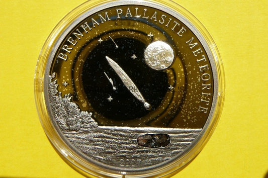 5$ COOK ISLANDS 2007 METEORYT BRENHAM PALLASYT+CER