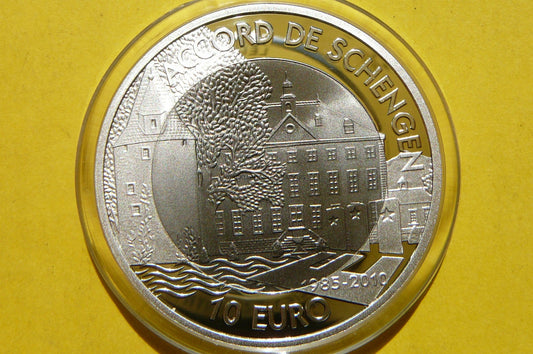 10 EURO LUKSEMBURG 2010 UKŁAD z SCHENGEN Ag RZADKA