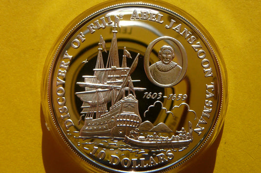 10$ FIJI 1993 ŻAGLOWIEC ABEL TASMAN SREBRO 925 Oz