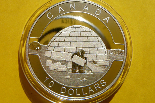 10$ KANADA 2014 ESKIMOS IGLO O, KANADO! SREBRO 999