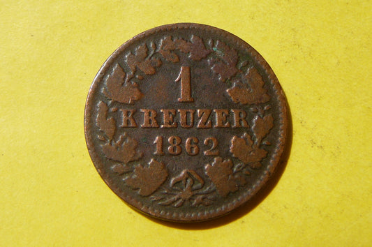 KREUZER KRAJCAR KSIĘSTWO NASSAU 1862 STAN! darklis