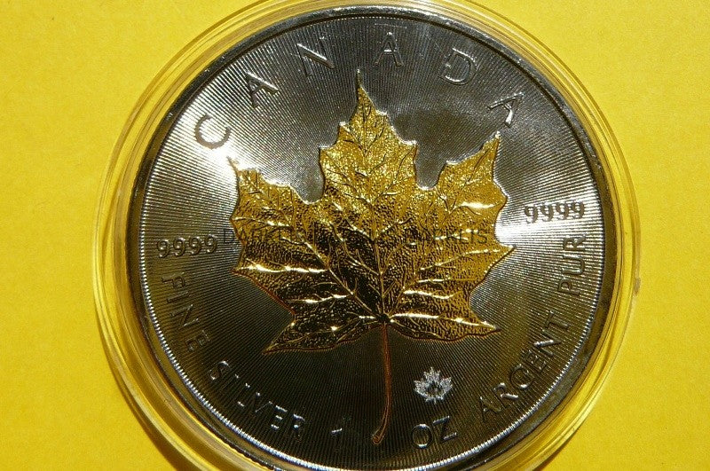 5$ KANADA 2016 MAPLE LEAF LIŚĆ Ag/Au 999 Oz RUTHE.