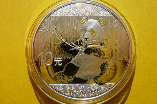 10 YUAN CHINY 2017 PANDA WIELKA SREBRO 999 darklis