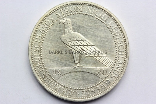 3 REICHSMARK WEIMAR 1930 ORZEŁ NADRENIA SUPER STAN