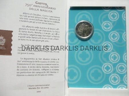 2 EURO SAN MARINO 2017 GIOTTO 750 URODZINY darklis