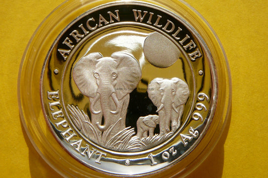 100 SHILL SOMALIA 2014 SŁOŃ Ag 999 Oz HIGH RELIEF