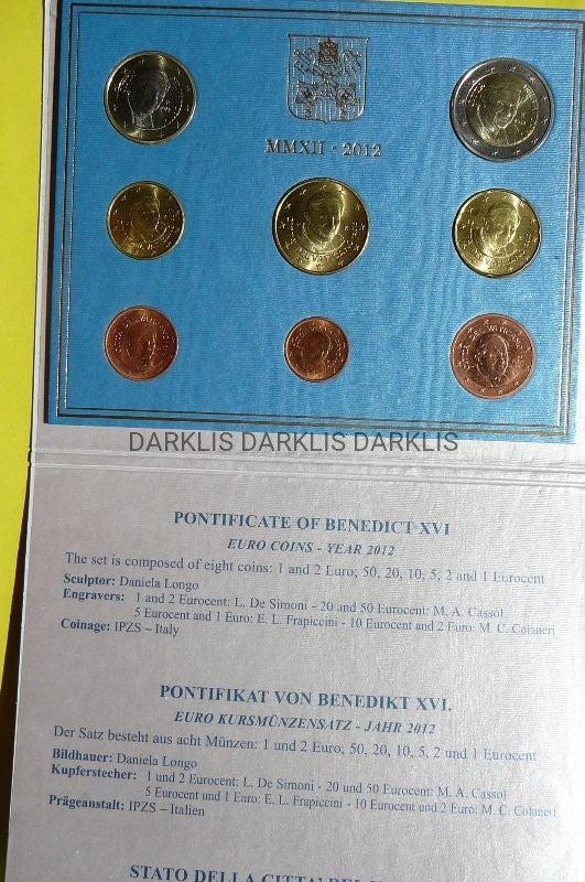 KMS EURO WATYKAN 2012 PAPIEŻ BENEDYKT XVI darklis