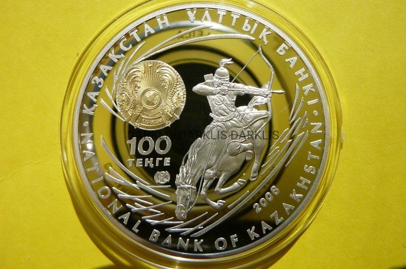 100 TENGE KAZACHSTAN DŻYNGIS CHAN Ag 925 Oz +CERT