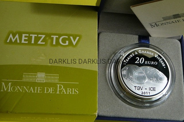20 EURO FRANCJA 2011 POCIĄG TGV/ICE KOLEJ METZ Ag