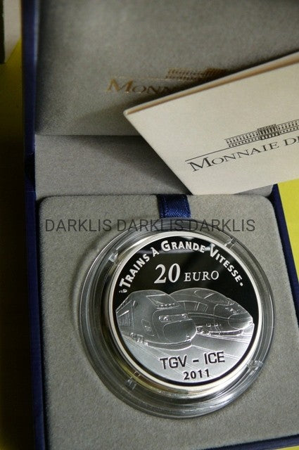 20 EURO FRANCJA 2011 POCIĄG TGV/ICE KOLEJ METZ Ag