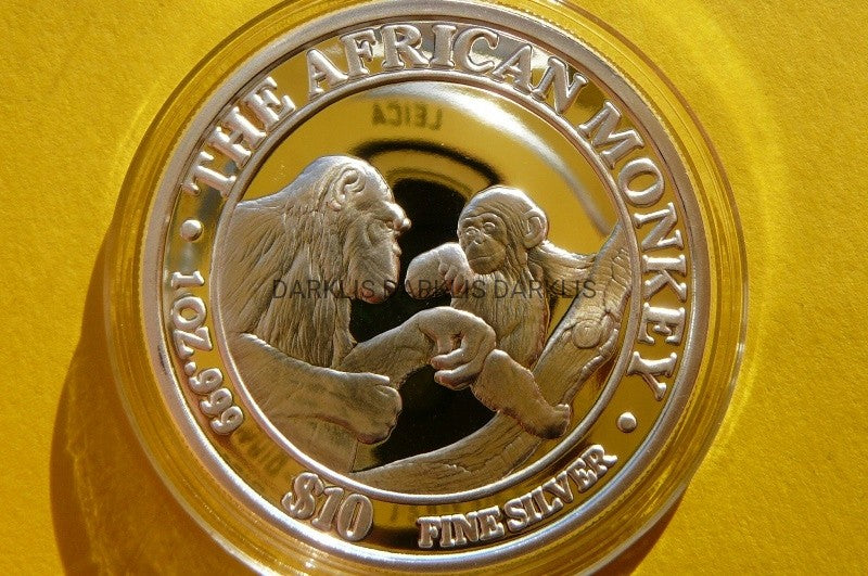 10$ SOMALIA 1999 MAŁPA GORYL Ag 999 UNCJA PP -101