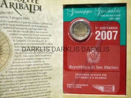 2 EURO SAN MARINO 2007 GIUSEPPE GARIBALDI darklis