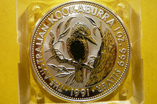 5$ AUSTRALIA 1991 PTAK KOOKABURRA SREBRO 999 UNCJA