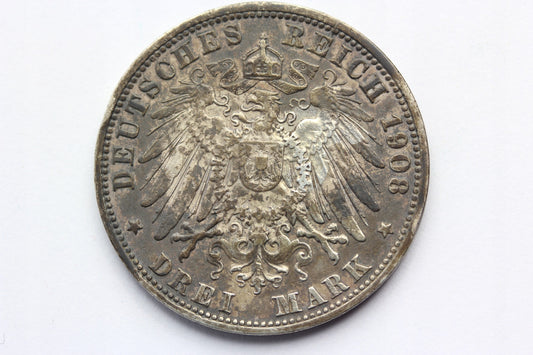 3 MARKI KAISERREICH HAMBURG 1908 RZADKA ORYG STAN