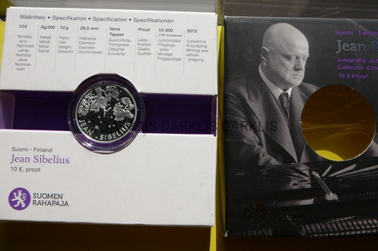 10 EURO FINLANDIA 2015 MUZYK JEAN SIBELIUS PROOF
