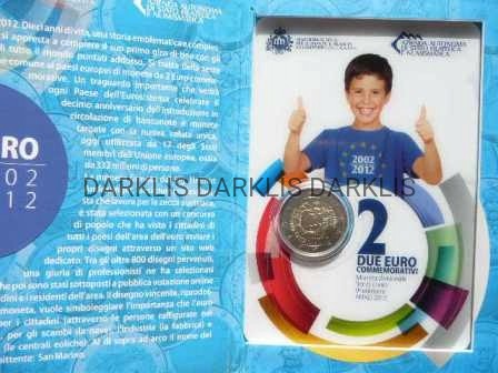 2 EURO SAN MARINO 2012 - 10 LAT EURO W OBIEGU UE