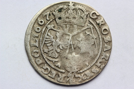 SZÓSTAK POLSKA 1667 AT - JAN II KAZIMIERZ -ST.3+