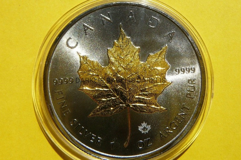 5$ KANADA 2016 MAPLE LEAF LIŚĆ Ag/Au 999 Oz RUTHE.