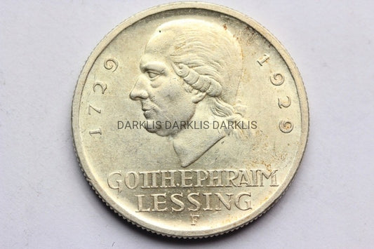 3 REICHSMARK WEIMAR 1929-F- GOTTHOLD LESSING STAN!