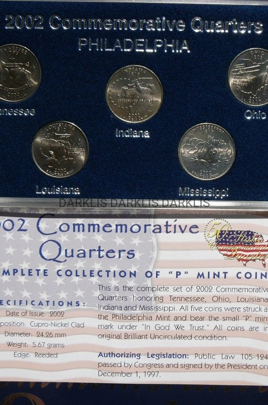 5X25 CEN USA 2002-P INDIANA OHIO LOUISIANA MISSISS