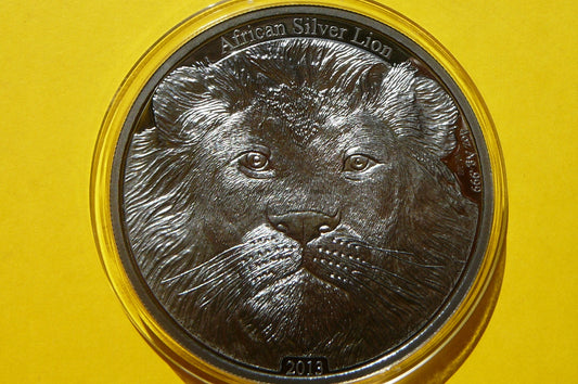 5000 FR KONGO 2013 LEW AFRYKAŃSKI Ag999 4Oz RZADKA