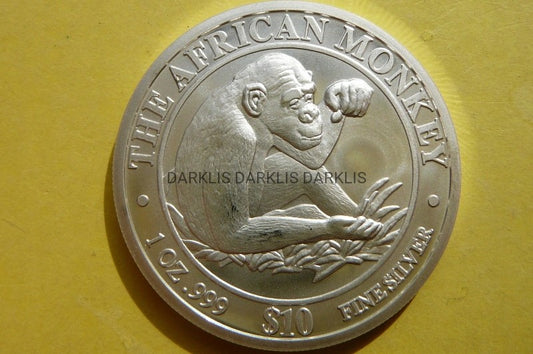 10$ SOMALIA 2002 MAŁPA GORYL MATT SREBRO 999 UNCJA