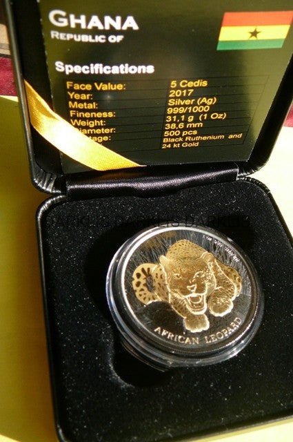 5 CEDI GANA 2017 LEOPARD ANTYLOPA Ag/Au 999 RUTHEN