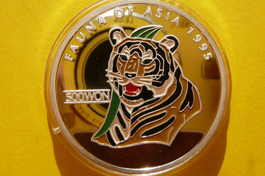 500 WON KOREA 1995 TYGRYS FAUNA AZJI Ag 999 Oz