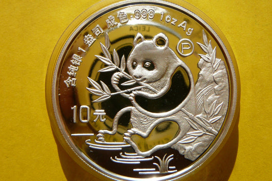 10 YUAN CHINY 1991 PANDA WIELKA Ag 999 Oz PRROF P