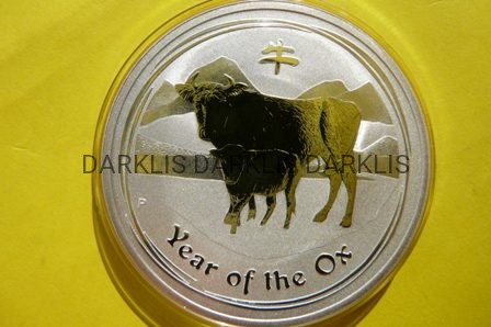 1$ AUSTRALIA 2009 ROK WOŁA OX LUNAR SREBRO 999 Oz