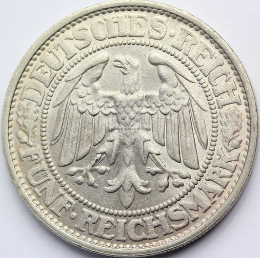 5 REICHSMARK WEIMAR 1932 D DĄB RZADKA SUPER STAN 1