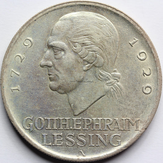 5 REICHSMARK WEIMAR 1929 A GOTTHOLD LESSING RZADKA Nr.1
