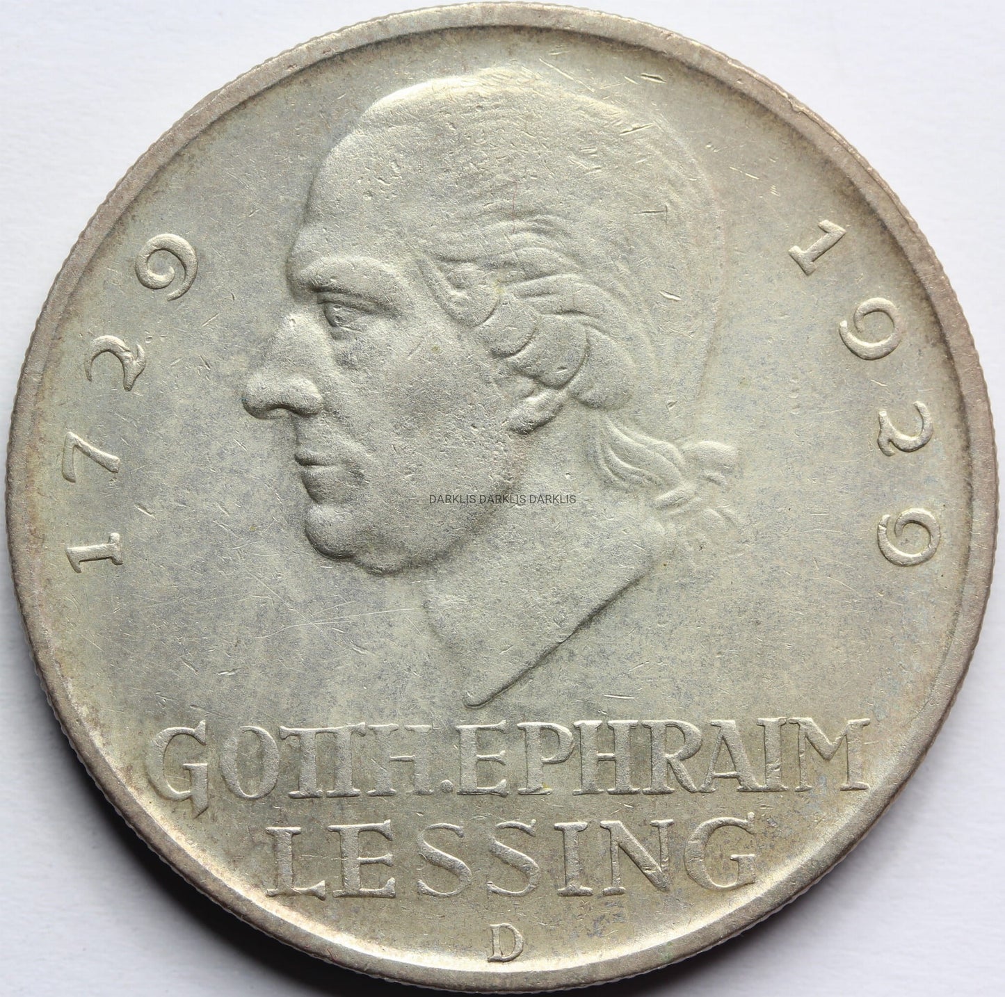 5 REICHSMARK WEIMAR 1929 D GOTTHOLD LESSING RZADKA Nr.2
