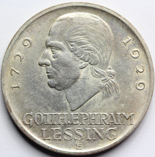 5 REICHSMARK WEIMAR 1929 E GOTTHOLD LESSING RZADKA Nr.3