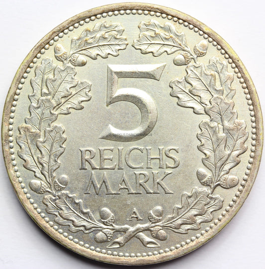 5 REICHSMARK WEIMAR NIEMCY 1925 A 100 LAT NADRENII Nr.1