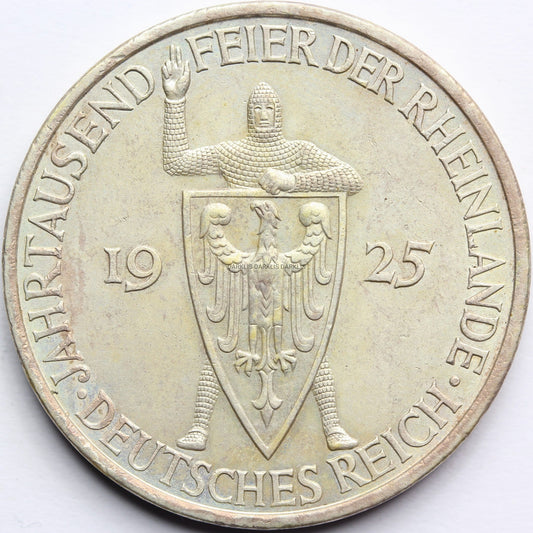 5 REICHSMARK WEIMAR NIEMCY 1925 A 100 LAT NADRENII Nr.1