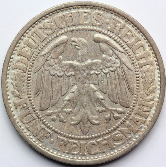 5 REICHSMARK WEIMAR 1932 D DĄB RZADKA SUPER STAN Nr.2